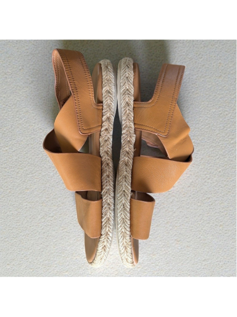 Vince Tenison Leather Espadrille Sandals Hazelnut Slingback Sz 8 - Picture 7 of 14